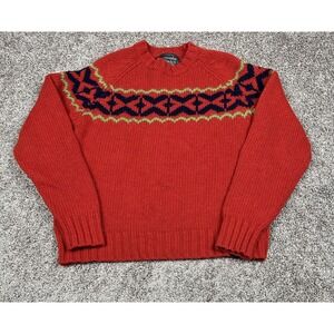 Vintage Abercrombie Wool Sweater XL Red‎ Fair Isle Yoke Hong Kong Y2K Ski